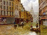 Carlo Brancaccio Street in Paris during Flood of 1910 painting